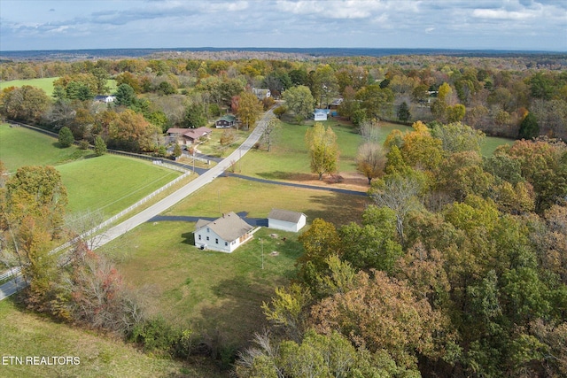 drone / aerial view with a rural view