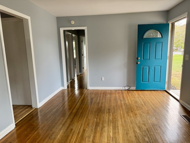 entryway with wood-type flooring