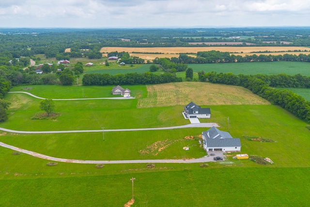 aerial view with a rural view