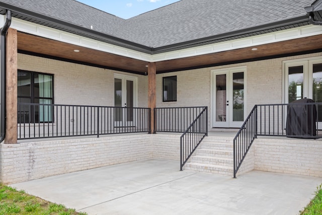 view of patio / terrace with french doors and grilling area