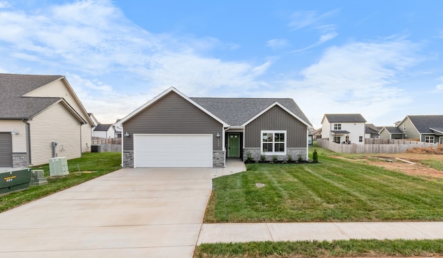 view of front facade with a front lawn and a garage