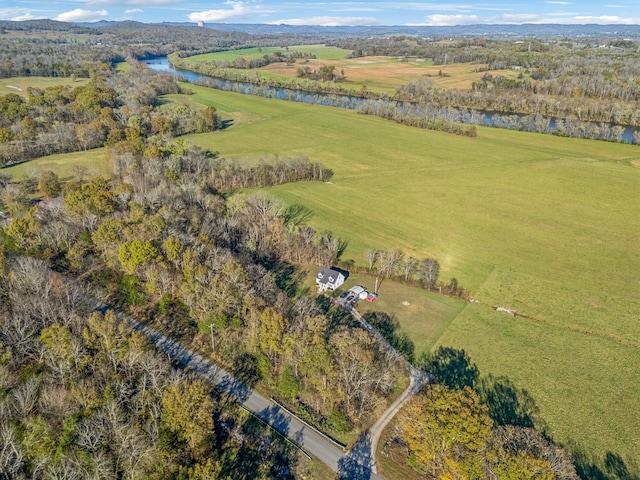 aerial view with a water view and a rural view