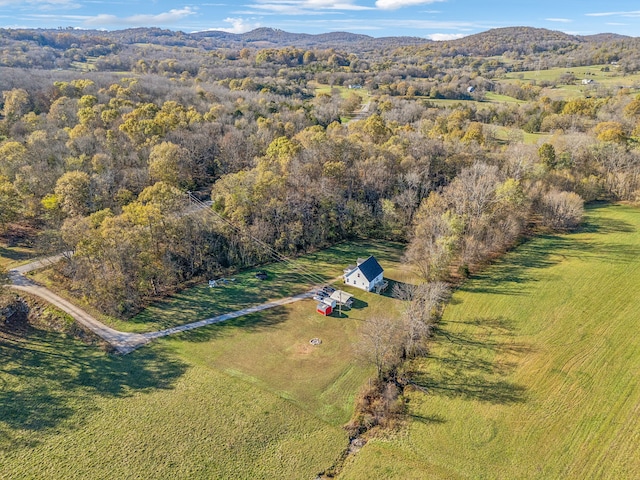 birds eye view of property with a mountain view