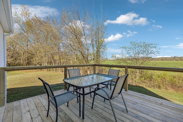 wooden deck with a lawn