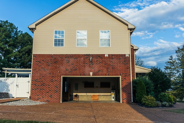 exterior space featuring a garage