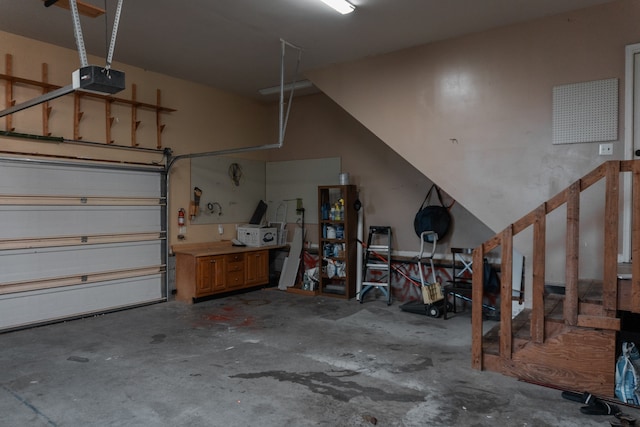 garage with a garage door opener