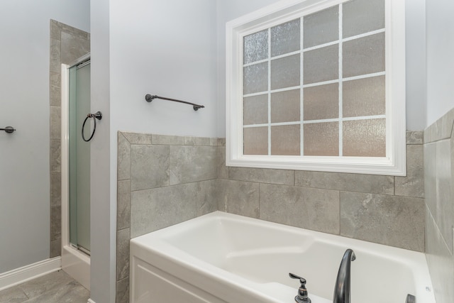 bathroom with plus walk in shower