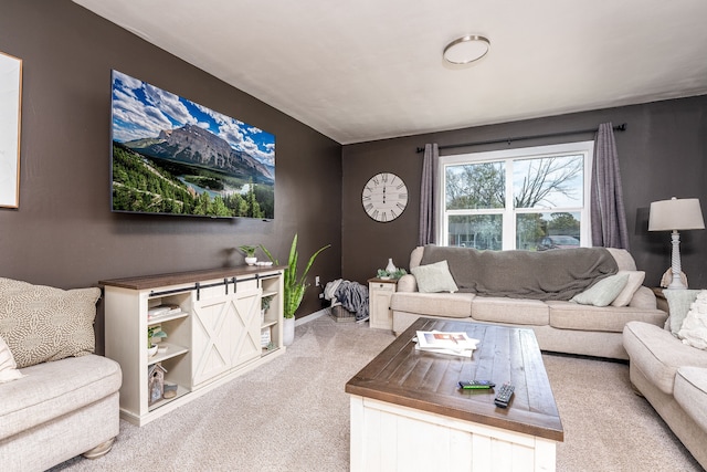 living room featuring carpet flooring