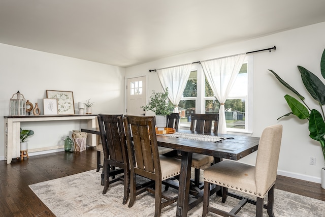 dining room with dark hardwood / wood-style floors