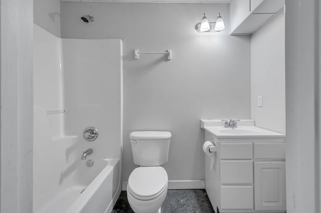 full bathroom with vanity, toilet, and shower / bathtub combination