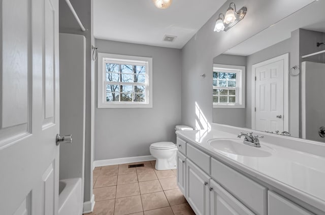 bathroom with tile patterned floors, vanity, and toilet