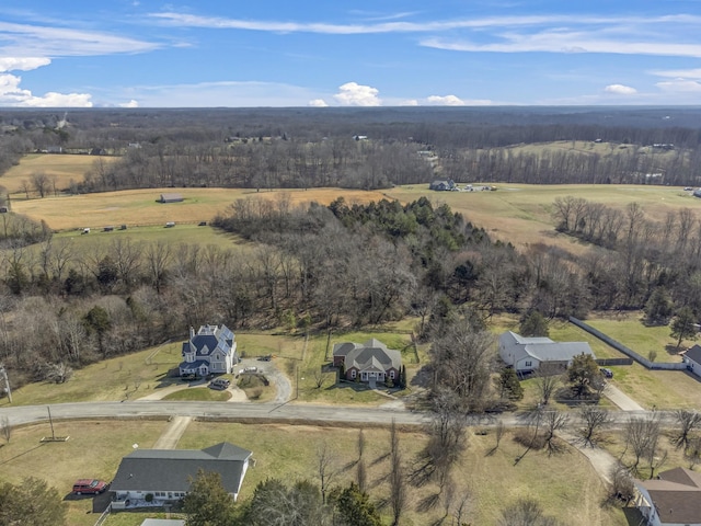 aerial view featuring a rural view