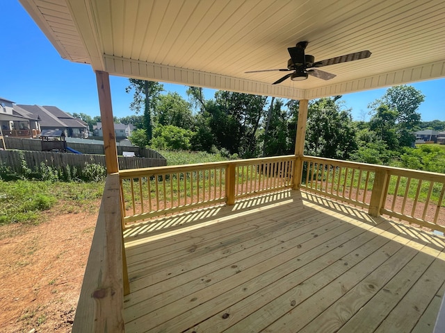 wooden terrace with ceiling fan