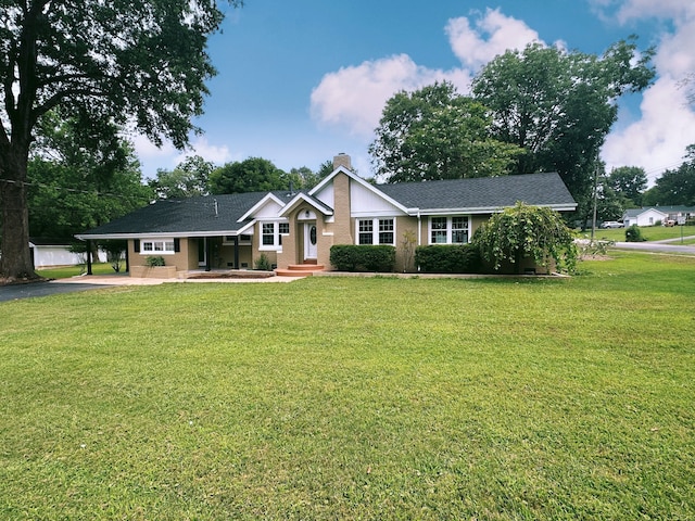 single story home with a carport and a front yard