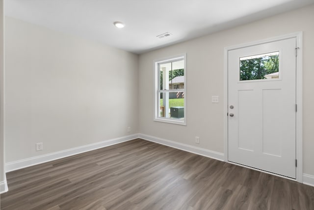 foyer entrance featuring dark hardwood / wood-style flooring