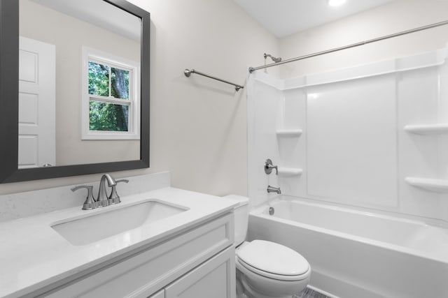 full bathroom with vanity, toilet, and shower / bathing tub combination