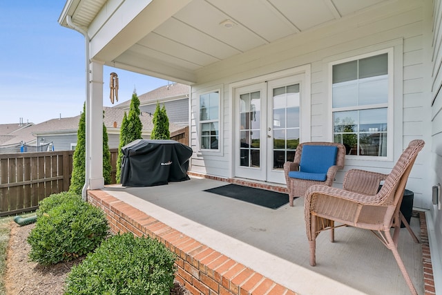 view of patio / terrace with french doors and grilling area