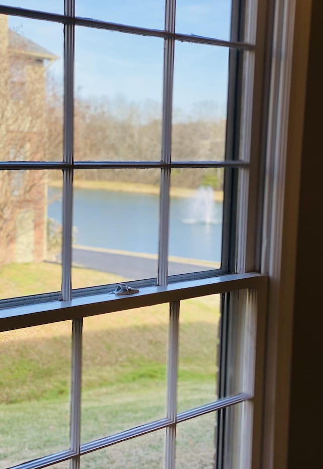 room details featuring a water view