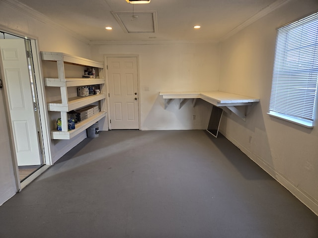 interior space with crown molding