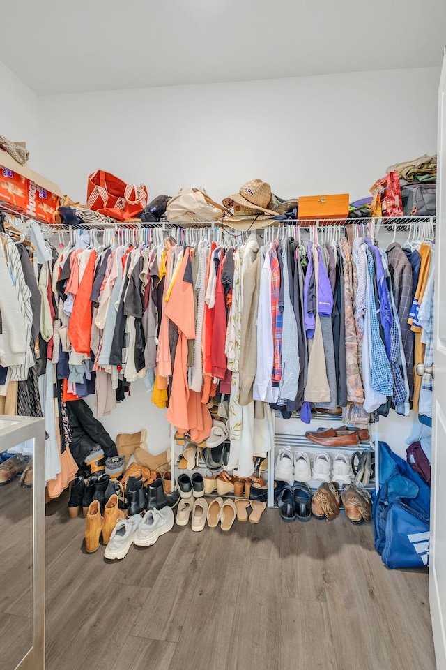 spacious closet featuring hardwood / wood-style flooring