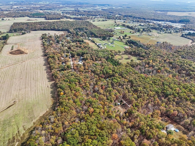 birds eye view of property with a rural view