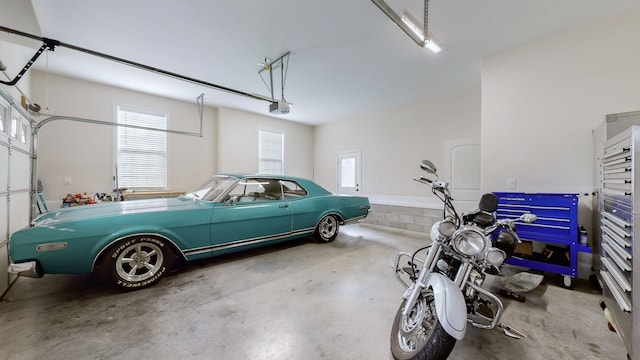 garage with a garage door opener