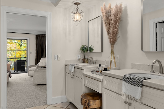 bathroom with vanity and tile patterned floors