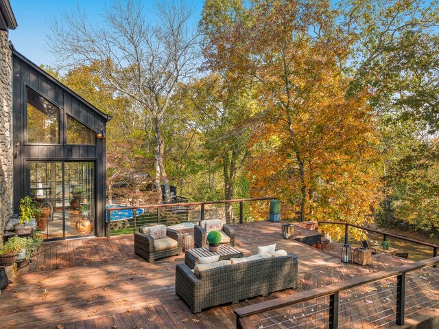 deck featuring an outdoor living space