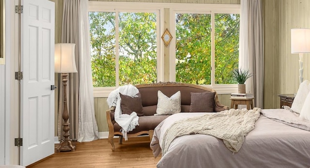 bedroom with light wood-type flooring