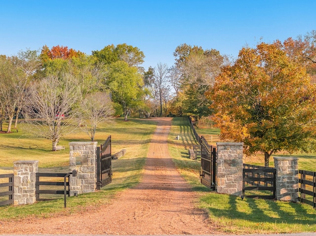 exterior space with a rural view