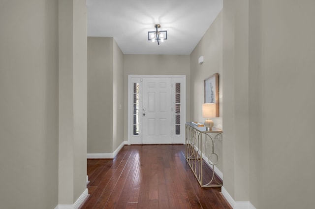 entryway featuring dark wood-type flooring