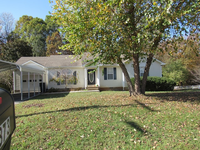 view of front facade with a front lawn and a garage