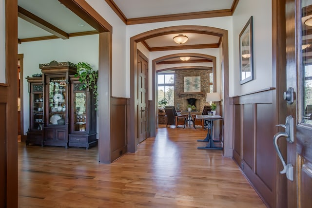 foyer entrance with hardwood / wood-style flooring