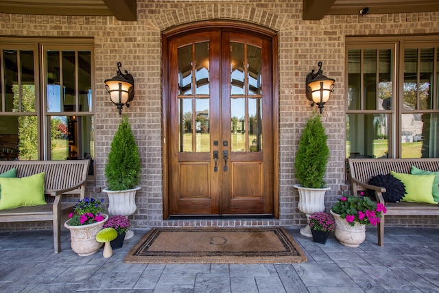 property entrance with french doors