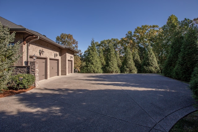 exterior space with a garage