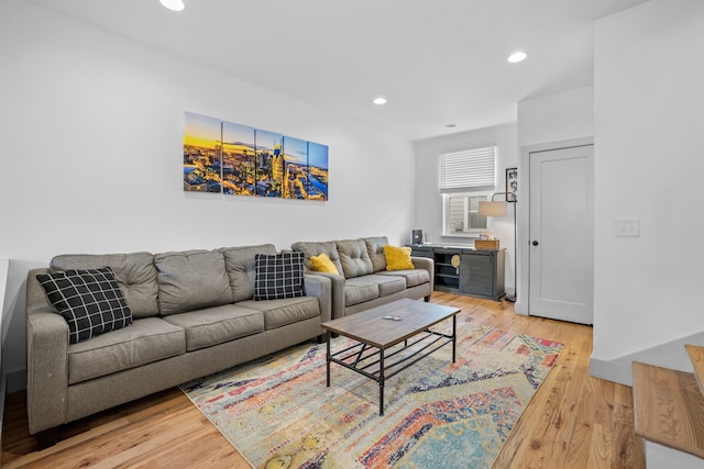 living room with hardwood / wood-style floors