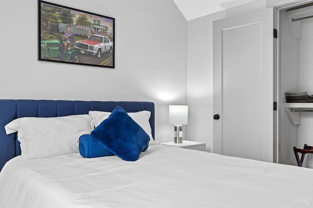 bedroom featuring vaulted ceiling