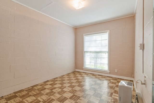 unfurnished room with light parquet floors