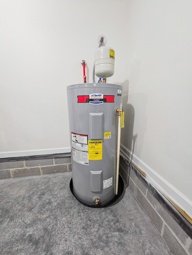 utility room featuring electric water heater