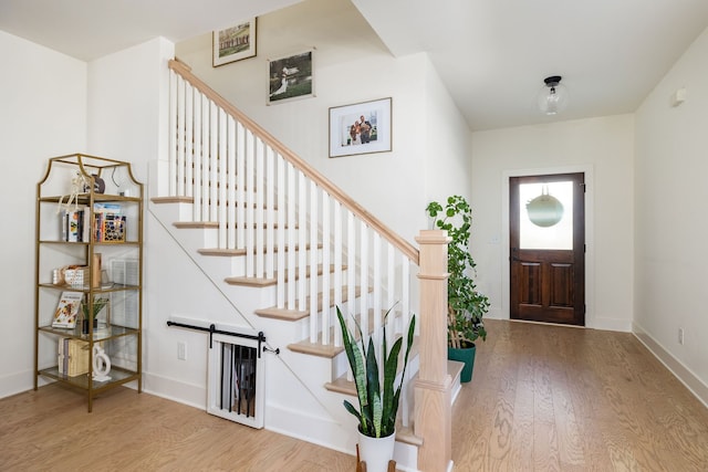 entrance foyer with light wood-type flooring