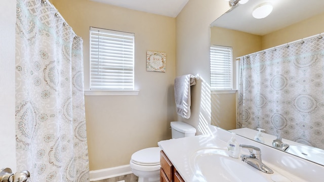 bathroom featuring vanity, toilet, and wood-type flooring