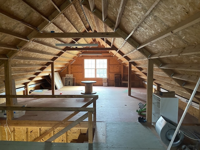 view of unfinished attic