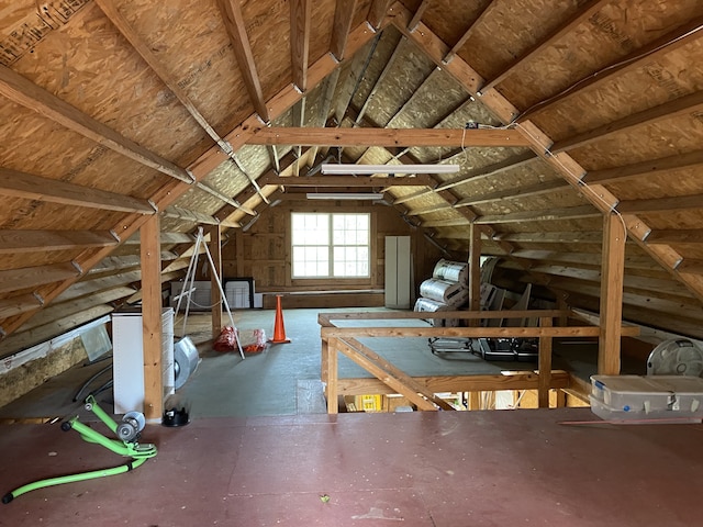 view of unfinished attic