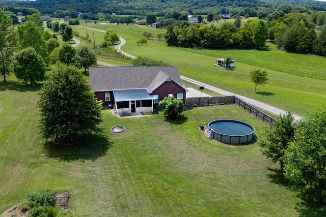 drone / aerial view with a rural view