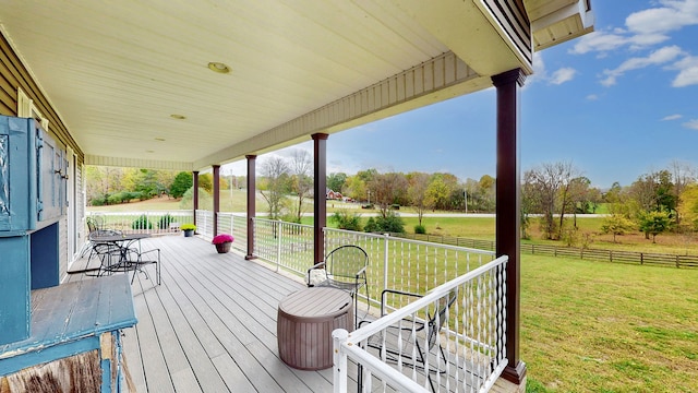 deck with a lawn