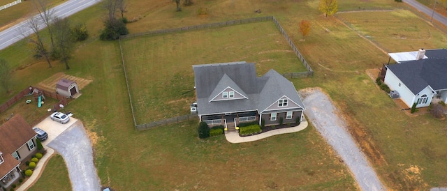 drone / aerial view featuring a rural view