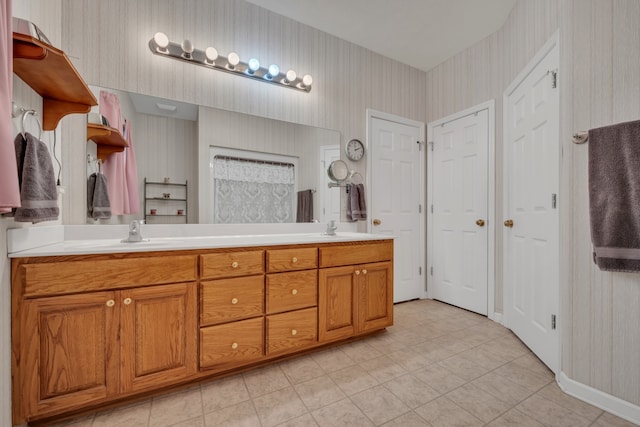 bathroom featuring vanity and tile patterned floors