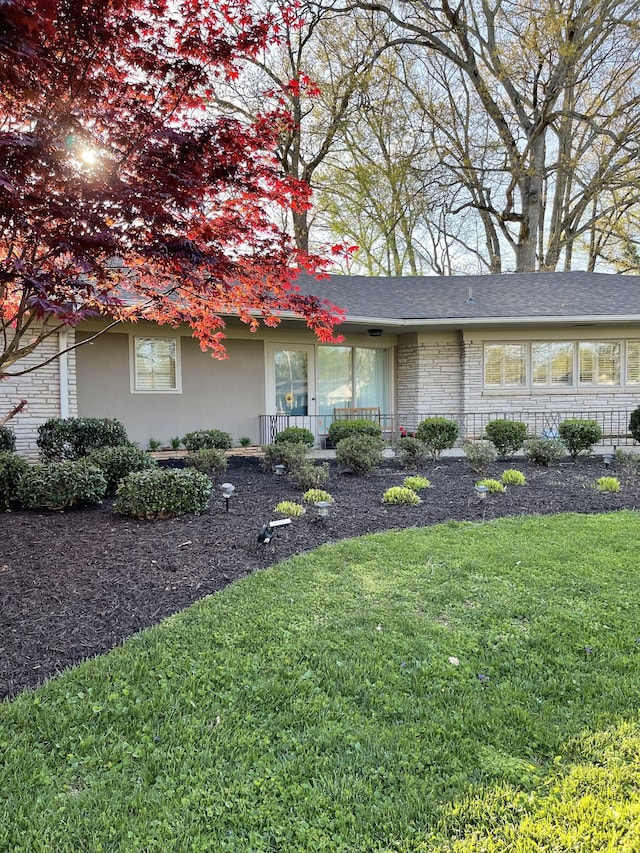 ranch-style house featuring a front lawn