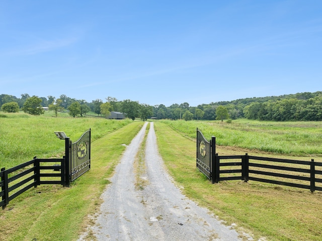 view of street featuring a rural view