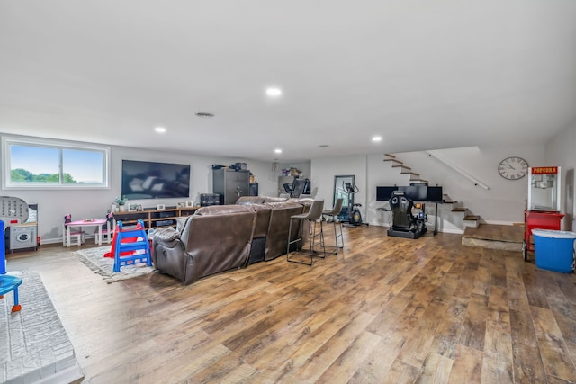 living room featuring wood-type flooring